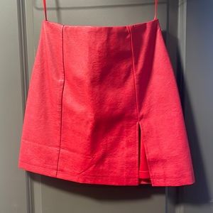Red mini leather skirt NWT